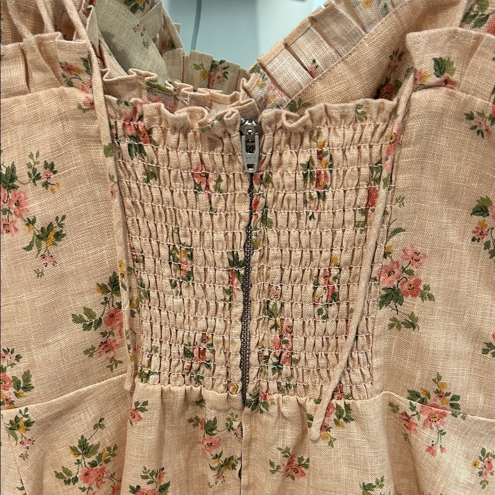 Reformation Floral Mini Dress in Tan and Pink - Picture 5 of 5